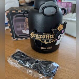 NIB NWT Kuromi Black Water Bottle with Strap Drinkware